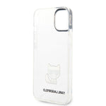iPhone 14 Plus - PC/TPU Clear Iml Case Printed Choupette Body Logo And Black Camera Outline - Karl Lagerfeld