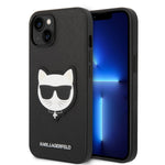 iPhone 14 Plus - PU Leather Black Case With Choupette Head Patch - Karl Lagerfeld