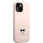 iPhone 14 Plus - Silicone Pink Case Black Camera Outline Choupette Body Logo - Karl Lagerfeld