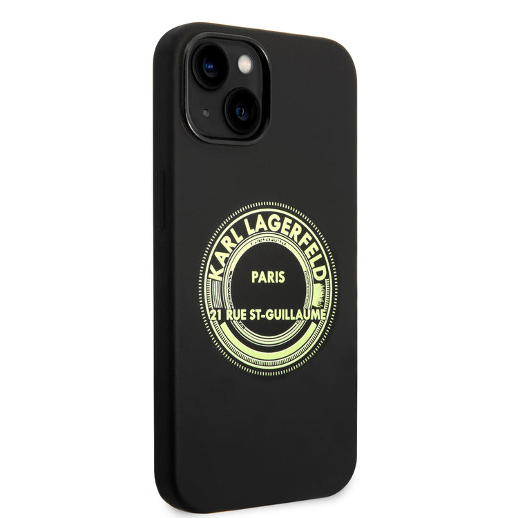 iPhone 14 Plus - Silicone Black Case Rsg Round Logo Bicolor - Karl Lagerfeld