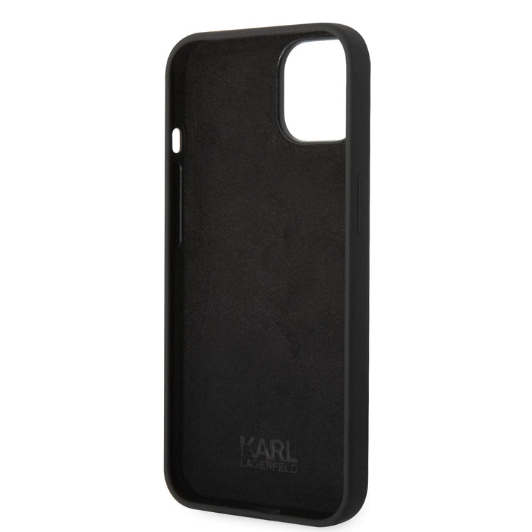 iPhone 14 Plus - Silicone Black Case Rsg Round Logo Bicolor - Karl Lagerfeld