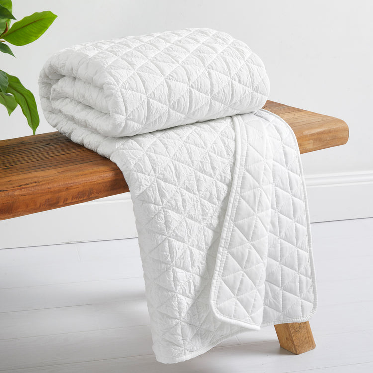 Rowan Reversible Quilted Throw - White