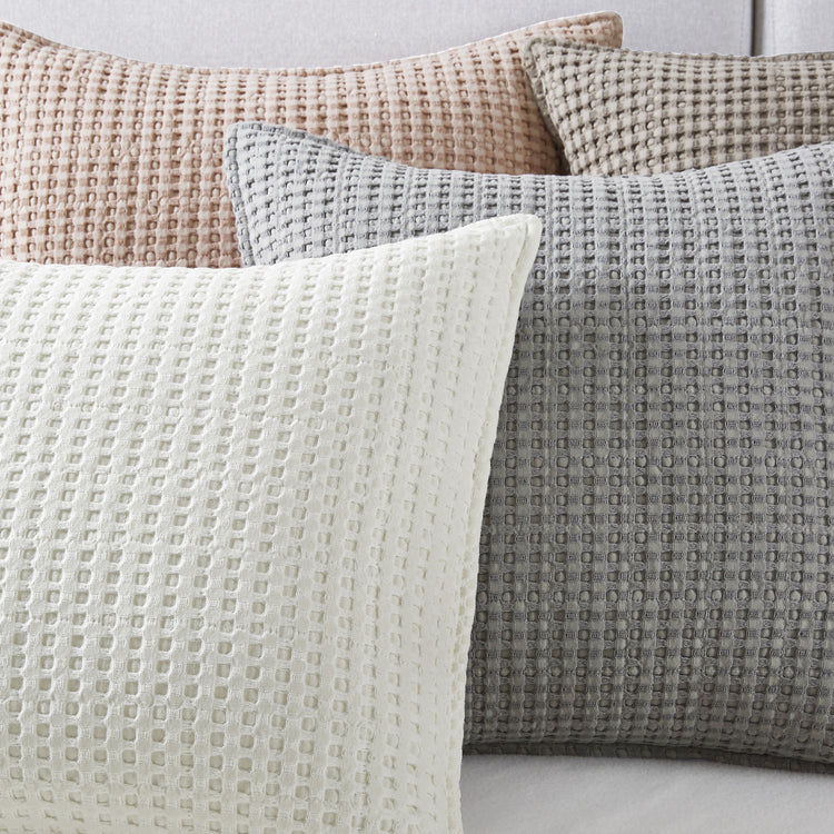 Mills Waffle Square Pillow Grey
