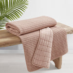 Mills Waffle Quilted Throw Blush
