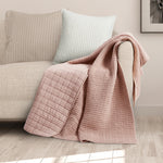Mills Waffle Quilted Throw Blush