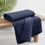 Mills Waffle Quilted Throw Navy
