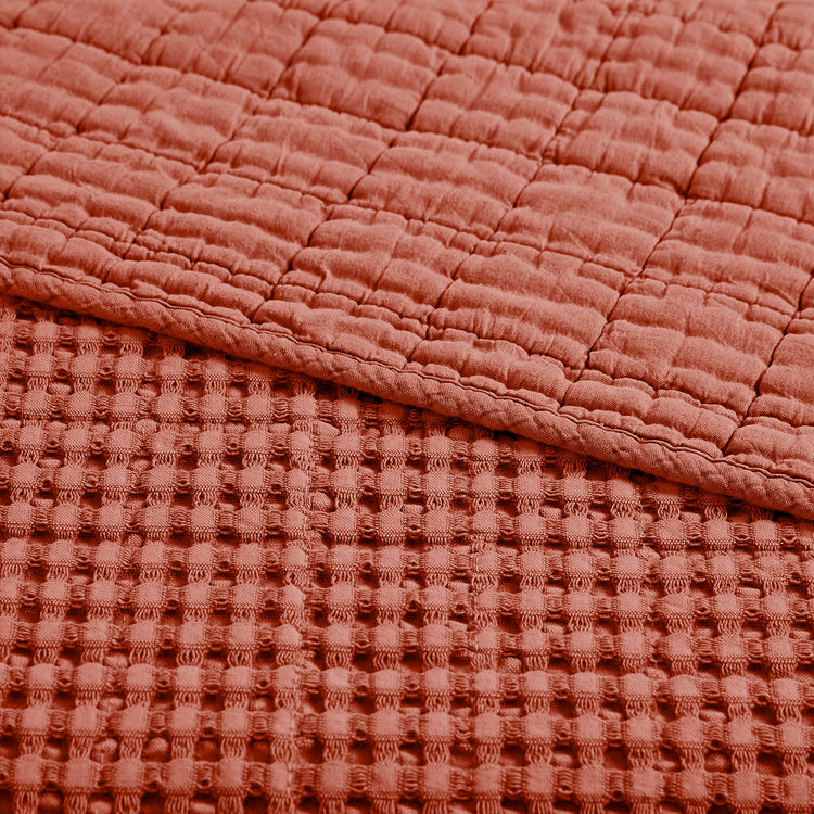Mills Waffle Quilted Throw Red