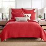 Mills Waffle Quilt Set Red