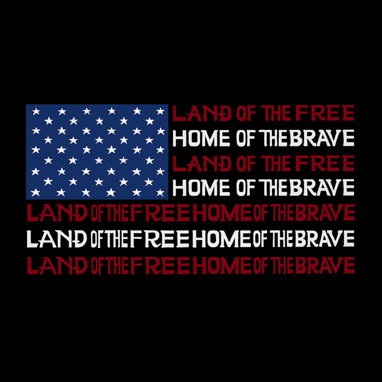 Raglan Baseball Word Art T-shirt - Land of the Free American Flag