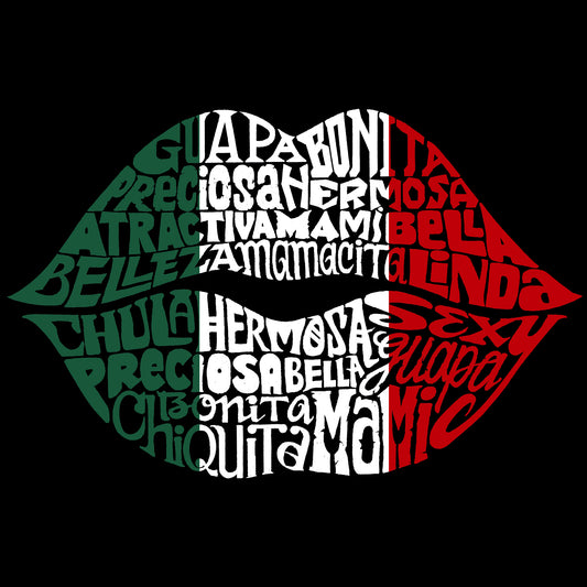 LA Pop Art Women's Word Art Crew Sweatshirt - Latina Lips