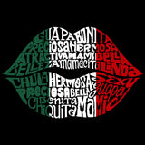 LA Pop Art Women's Word Art V-Neck T-Shirt - Latina Lips