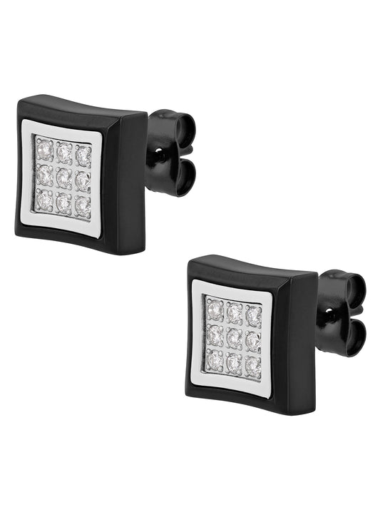 1/4Ctw Lab-Grown Diamond Stainless Steel With Black Ip Square Earrings