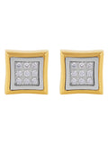 1/4Ctw Lab-Grown Diamond Stainless Steel With Yellow Ip Square Earrings