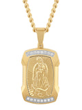 1/5Ctw Lab-Grown Diamond Stainless Steel With Yellow Ip Religious Dog Tag