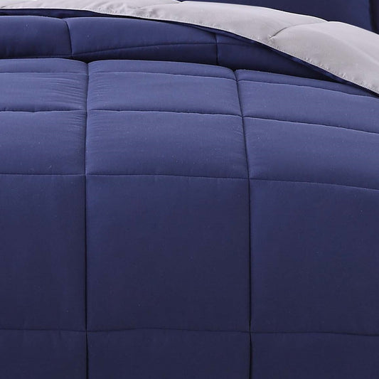 Solid Comforter Set Navy & Grey