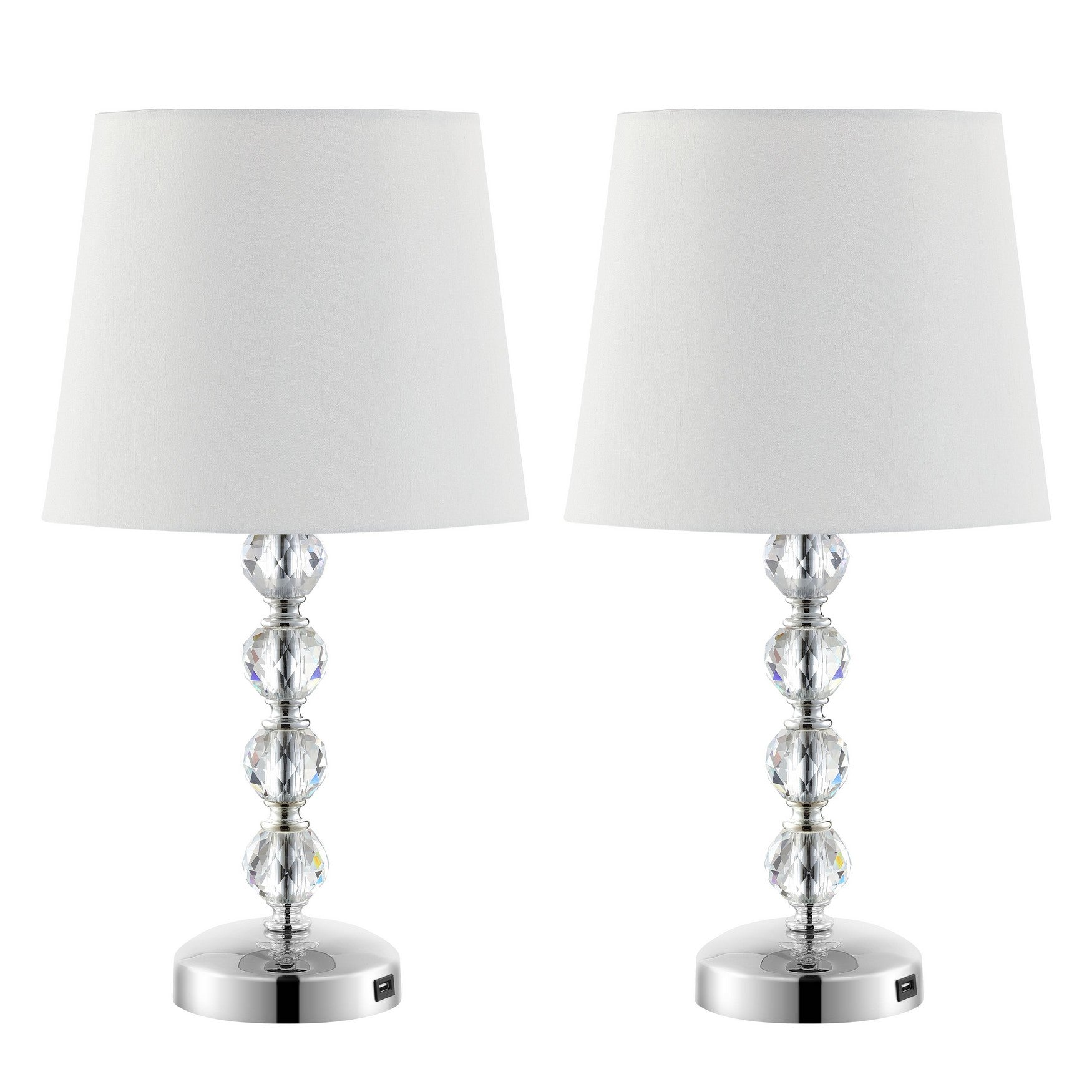  Safavieh Nola Stacked Crystal Ball Lamp Set of 2 - Silver - Bonton