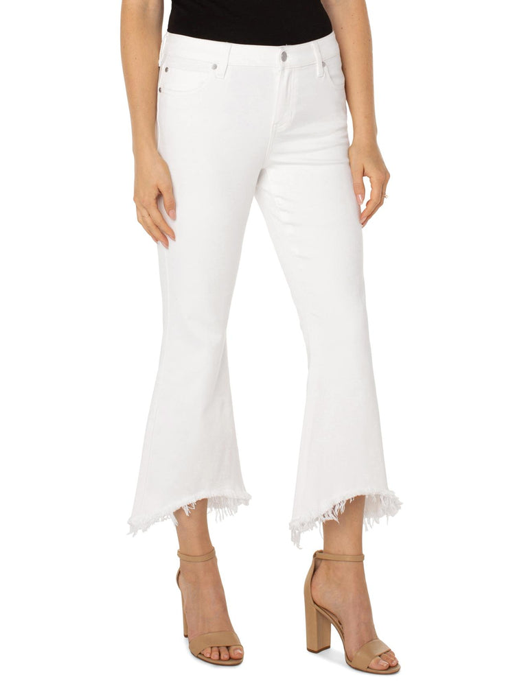 Hannah Crop Flare Jeans with Fray Hem