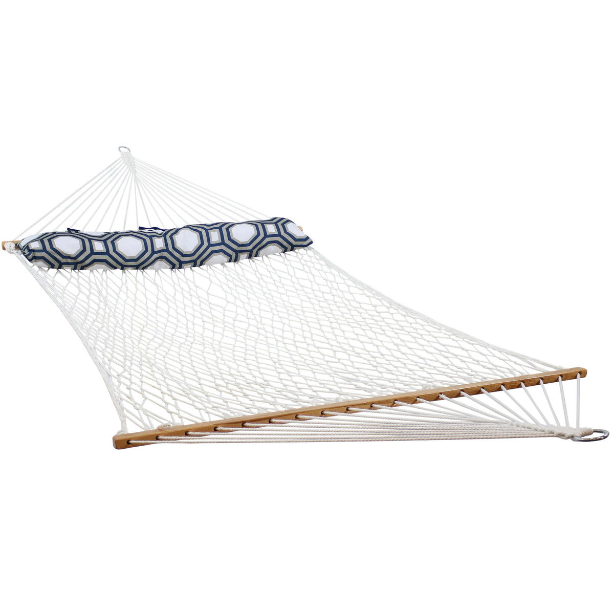 Double Wide 2-Person 100% Polyester Rope Hammock with Spreader Bars