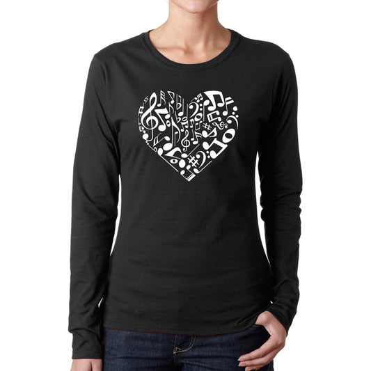 LA Pop Art Women's Word Art Long Sleeve T-Shirt - Heart Notes