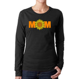 LA Pop Art Women's Word Art Long Sleeve T-Shirt - Mom Sunflower