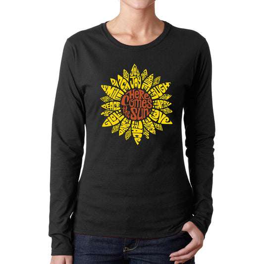 LA Pop Art Women's Word Art Long Sleeve T-Shirt - Sunflower