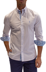 Solid Cotton Stretch Long Sleeve Shirt