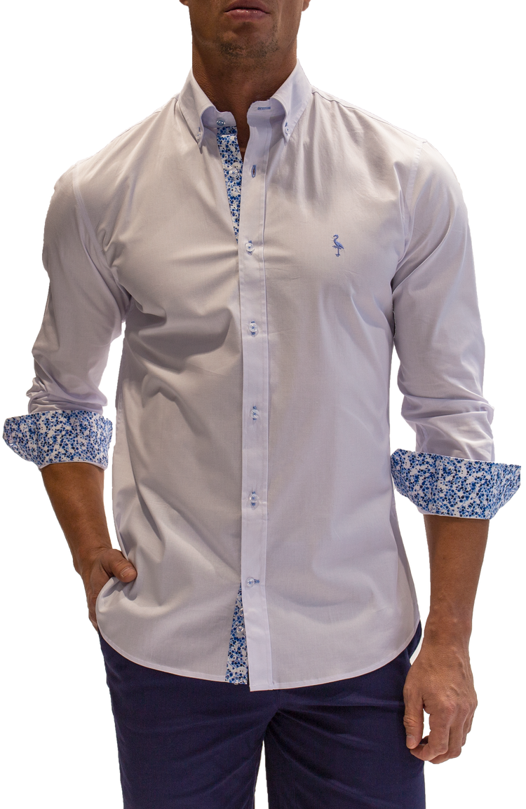 Solid Cotton Stretch Long Sleeve Shirt