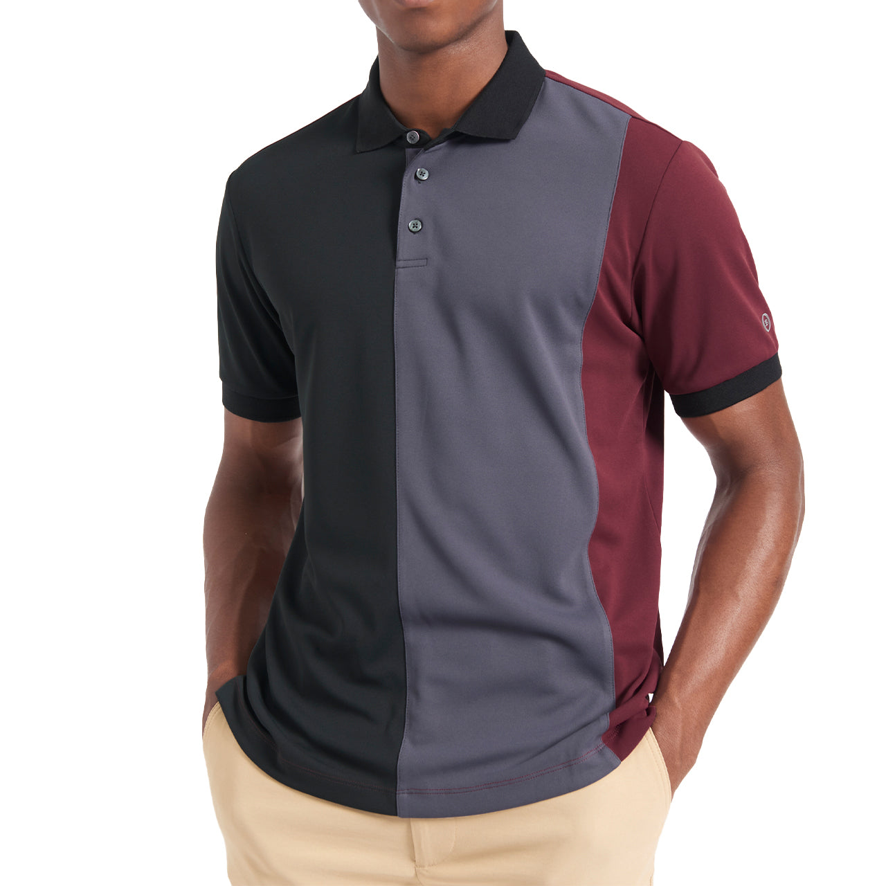  Ben Sherman Pique Color Short Sleeve Blocked Polo - True Navy - Bonton