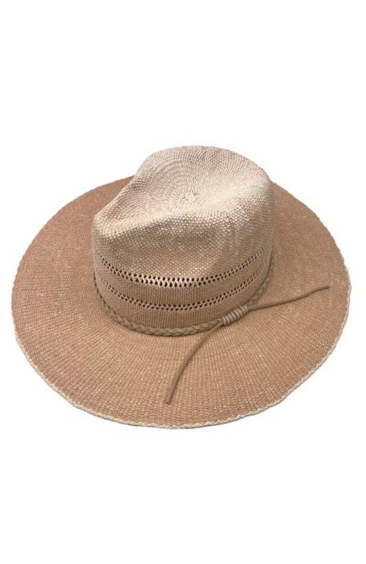 Straw Panama Hat with Braided Trim