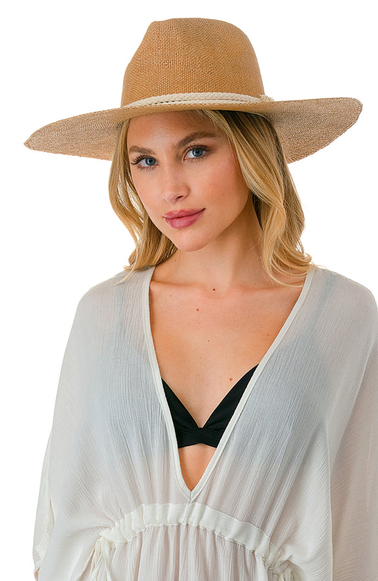 Straw Panama Hat With Rope Trim