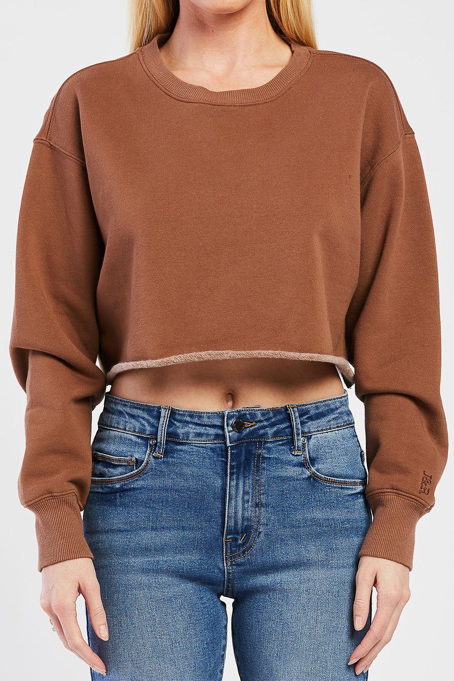  Maverick Long Sleeve Cropped Sweatshirt - Cameo Brown - Bonton