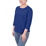 3/4 Sleeve Top With Eyelet Trim