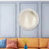 Classic White Wreath Wood Wall Mirror