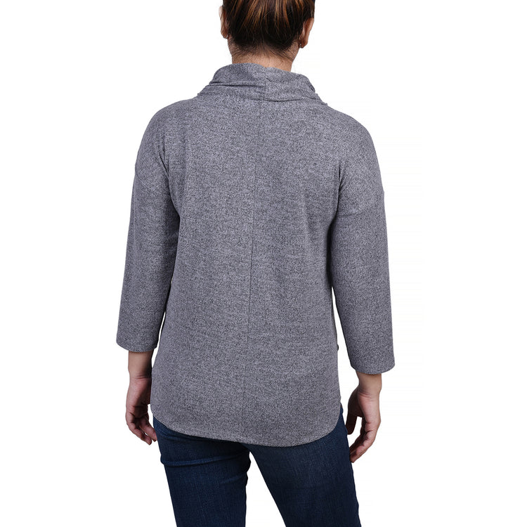 3/4 Sleeve Crossover Cowl Neck Top 1