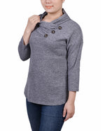 3/4 Sleeve Crossover Cowl Neck Top 1