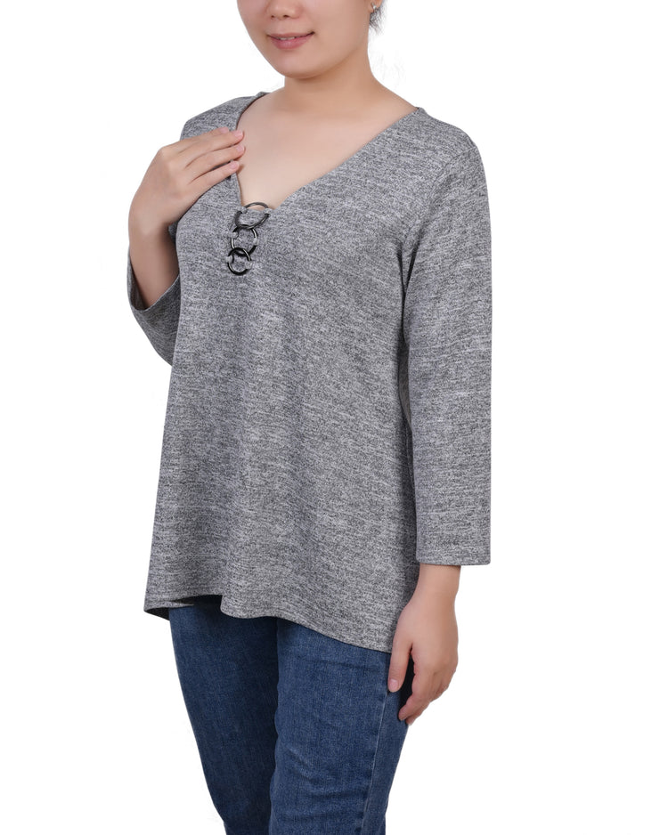 3/4 Sleeve 3-Ring Top 1