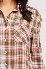 Long Sleeve Button Down Shirt, Chest Patch Pockets Shirred Shoulder Detail