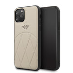 iPhone 11 Pro - PU Leather Beige Stitched Crossing Lines - Mini