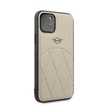 iPhone 11 Pro - PU Leather Beige Stitched Crossing Lines - Mini