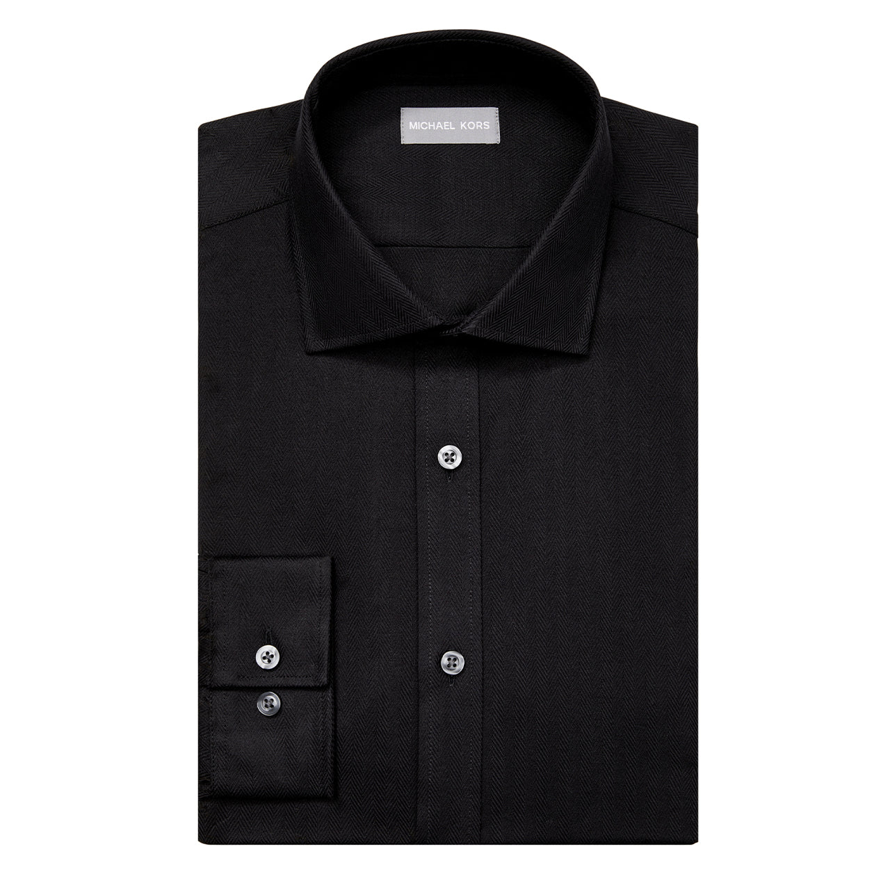 Michael Kors Slim Fit Herringbone Dress Shirt - Black / 15.5 32/33 Michael Kors Slim Fit Herringbone Dress Shirt - Black / 15.5 32/33