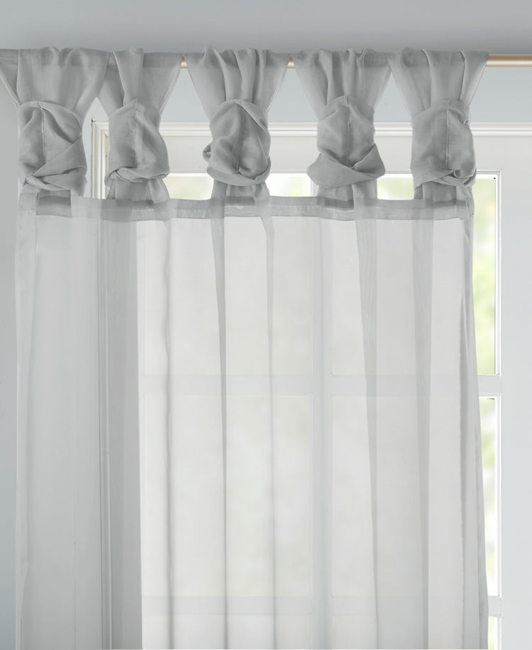 Persis Twisted Tab Voile Sheer Window Pair Ivory