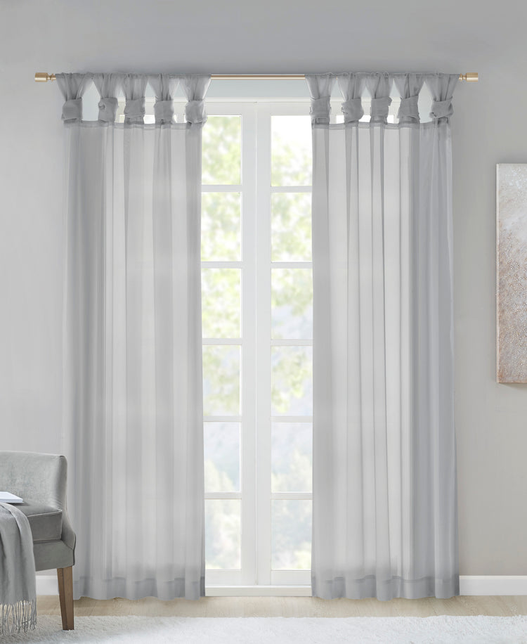 Persis Twisted Tab Voile Sheer Window Pair White