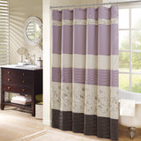 Monroe Faux Silk Embroidered Floral Shower Curtain