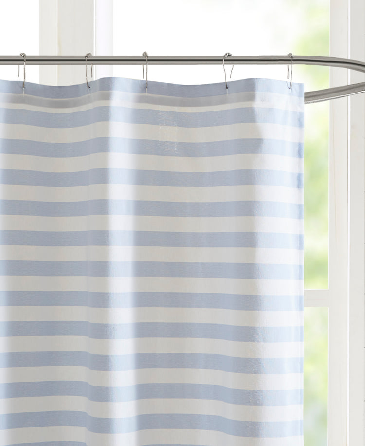 Colette Stripe Blended Yarn Dyed Woven Shower Curtain