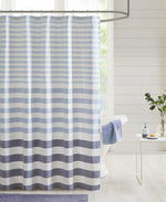 Colette Stripe Blended Yarn Dyed Woven Shower Curtain