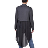 Long Sleeve Knit Cardigan With Chiffon Back 1