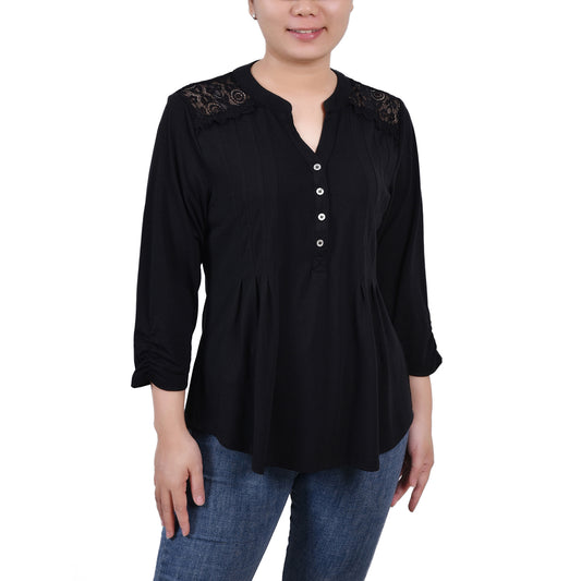 Rouched Sleeve Pintuck Top 1