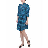 3/4 Rouched Sleeve Dress With Belt 1