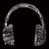 LA Pop Art Women's Word Art T-Shirt - Headphones - Languages