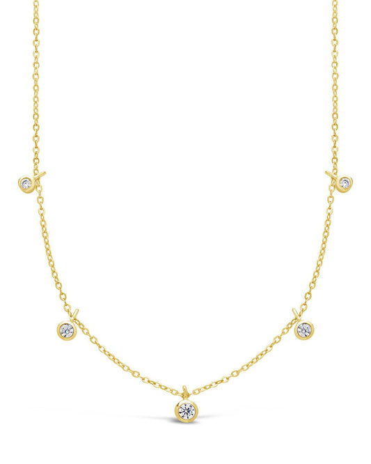 Dangling Bezel Necklace with CZ Stones